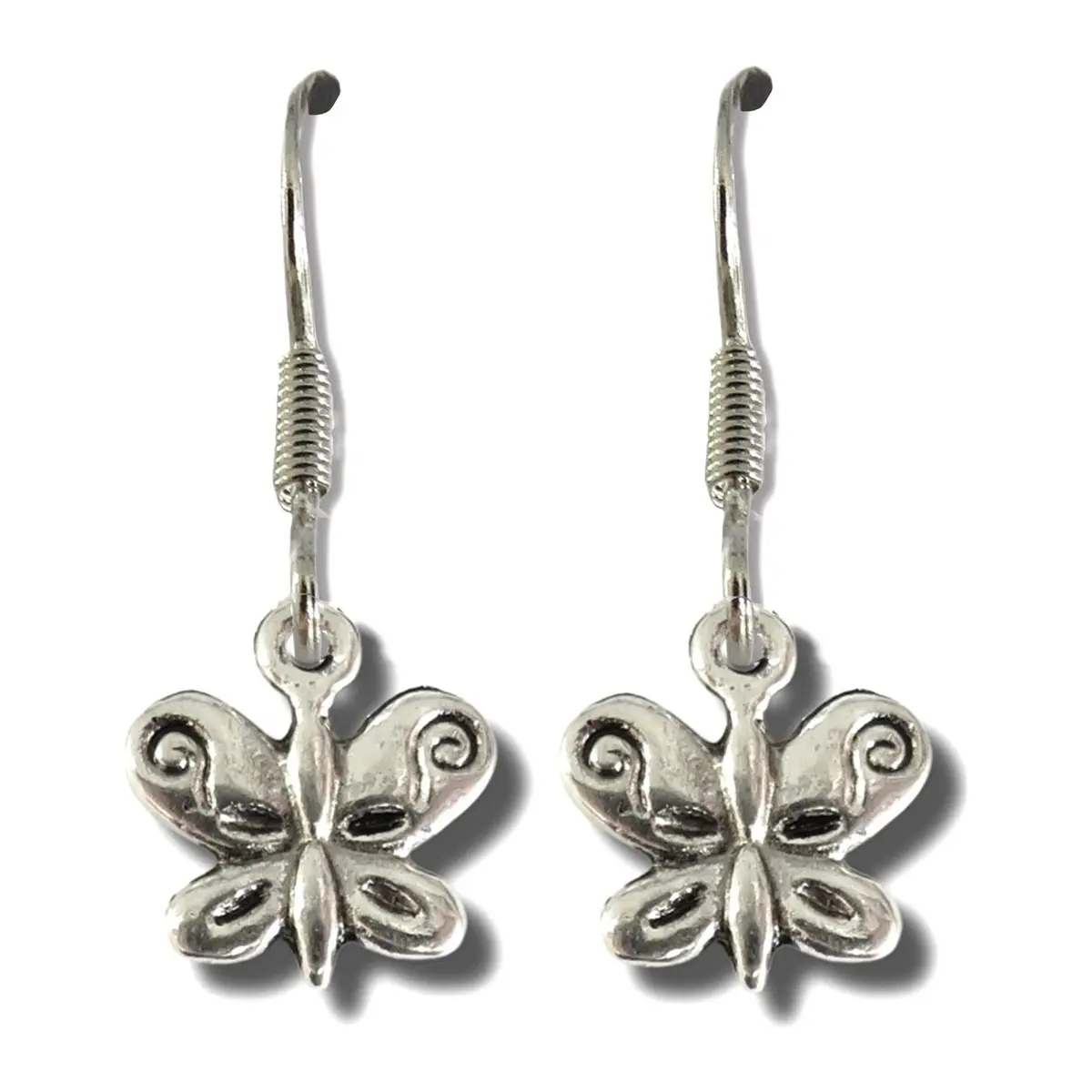 Butterfly drop earrings, a butterfly charm with drop hooks