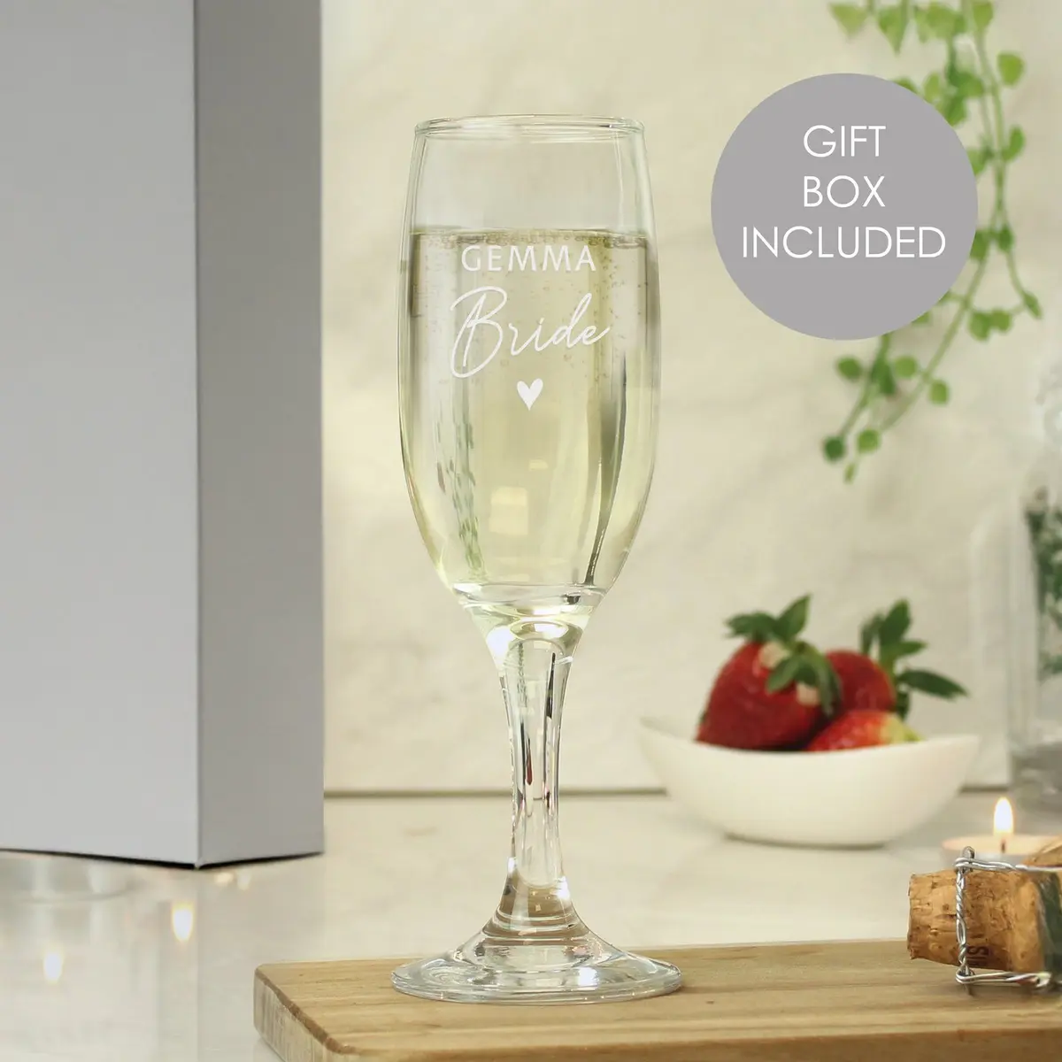 Personalised bride flute glass