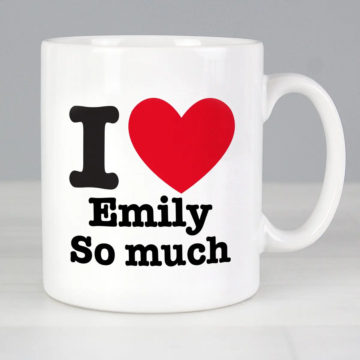Ceramic I heart mug personalised on the front