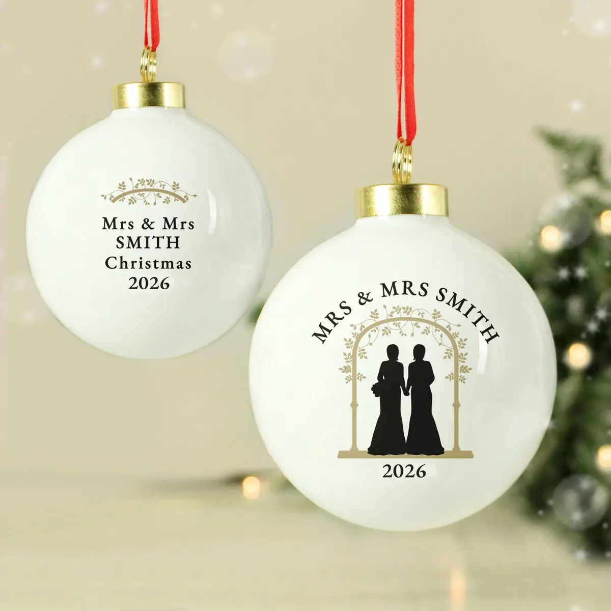 Personalised Mrs & Mrs bauble