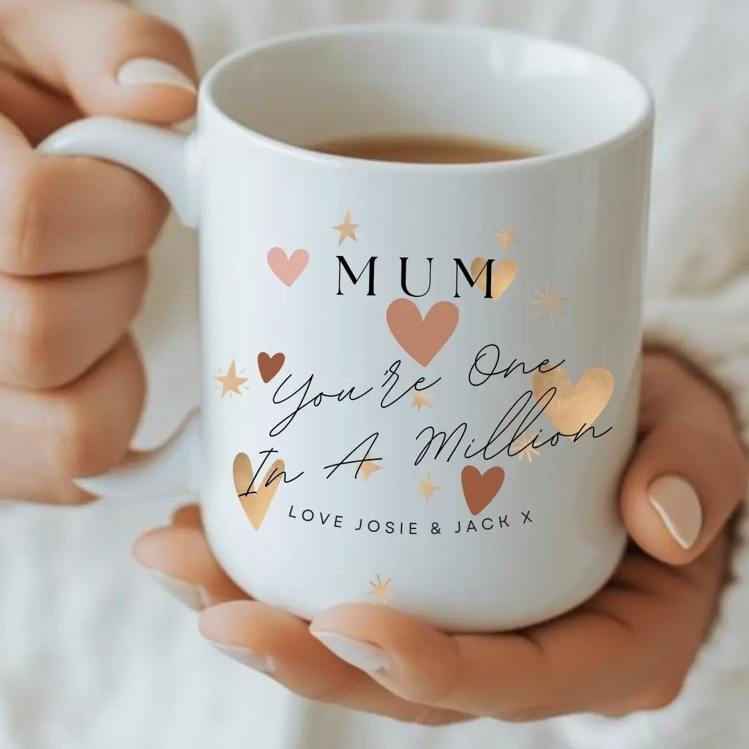 Personalised mum gift hamper with a mug, socks, candle and matches