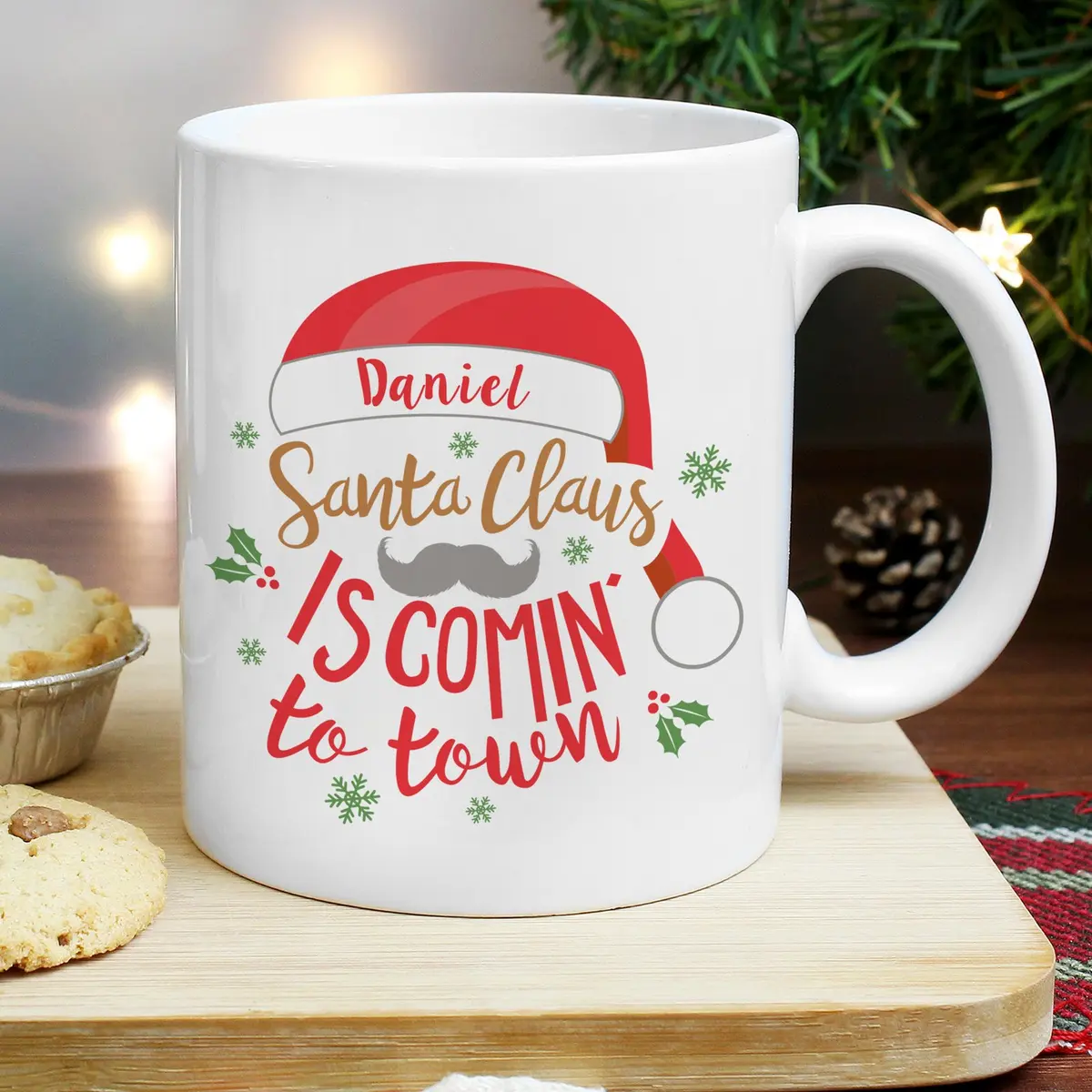 Personalised Santa Claus Is Comin To Town Christmas mug